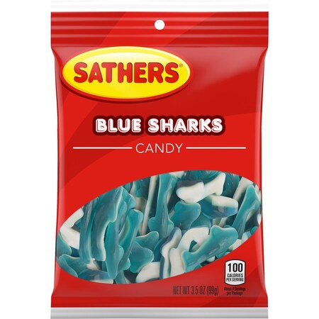 Sathers Blue Sharks Fruity Gummi Candy 3-1/2 oz 06772